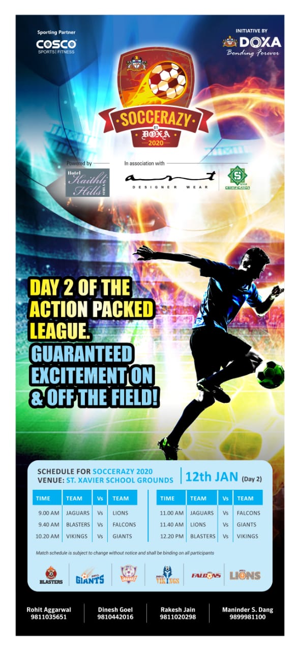 Soccerazy kicks off 4th Edition - Day 2 - 12th Jan, 2020<br>
<br>
Day 2 of the action packed league..<br>
<br>
Guaranteed excitement on & off the field!