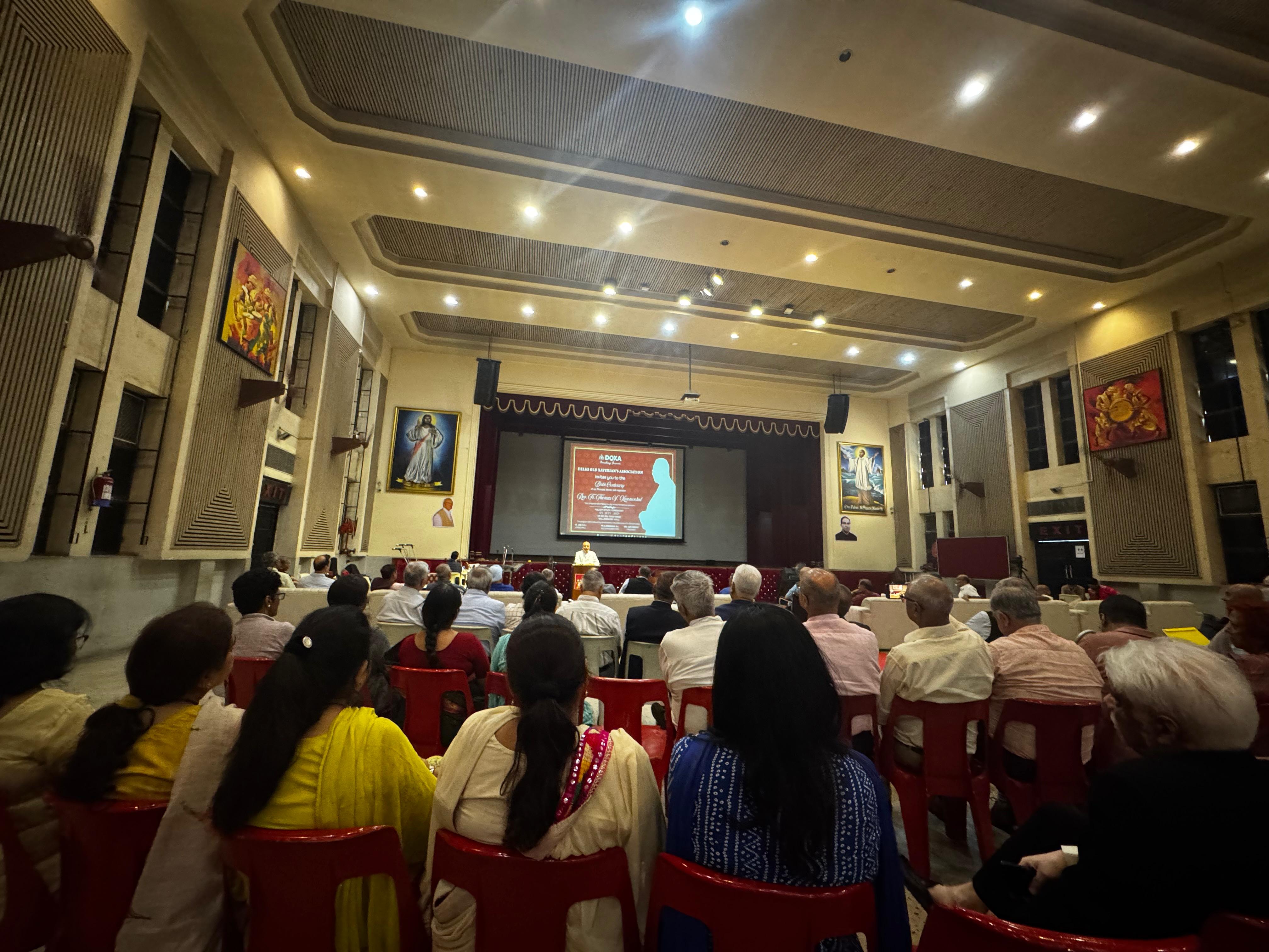 Fr. Tom Kunnunkal, the longest-serving Principal, entered his 100th year on July 3, 2025.<br>
A grand celebration was held in his honour at the school campus. The event began with<br>
the inauguration of the new DOXA Healthcare Foundation (DHF) oƯice by Fr. Kunnunkal.<br>
Felicitations followed at the Millennium Hall. His former students, including Prof.<br>
Dinesh Singh (Former Vice Chancellor, Delhi University), Mr. Sudhanshu Mittal<br>
(Spokesperson, BJP), along with Mr. Harsha Vardhana Singh (Former Dy. Director WTO),<br>
shared anecdotes from their student days. A visual presentation about Fr. Kunnunkal’s,<br>
tenure at Xavier’s Delhi was presented, with commentary by Mr. Bhupendra Chaubey,<br>
brought back a flood of memories, especially for the senior batches from 1966-1980.<br>
With members of his family and the Xaverian fraternity we pray for Fr. Kunnunkal's long<br>
and healthy life.